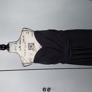 City Chic| Black Slimming Maxi Dress Ruching Lined Thin Straps Elegant Chic 18